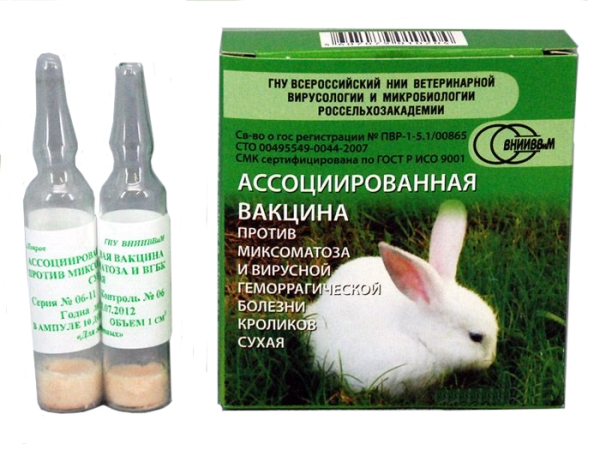 Ваксината, свързана с миксоматоза и вирусно хеморагично заболяване на зайци, е суха